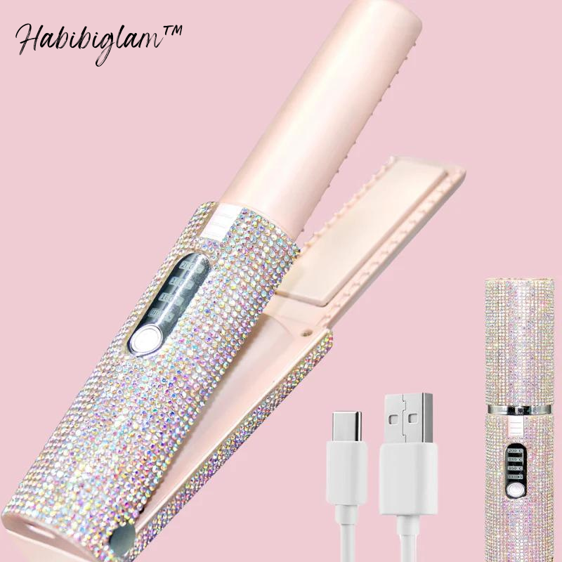 The Original Habibiglam™ Wireless Crystal Ceramic Hair Straightener + Curler Duo