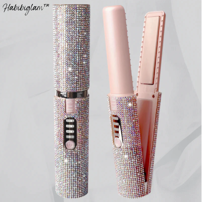 The Original Habibiglam™ Wireless Crystal Ceramic Hair Straightener + Curler Duo